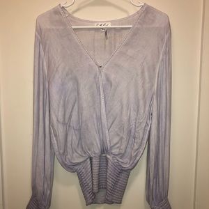 Smocked lilac long sleeve blouse